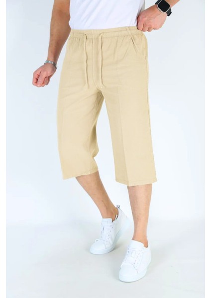 Erkek Kargo Cep %100 Pamuk Keten Görünümlü Kapri E207-10 fiyatları