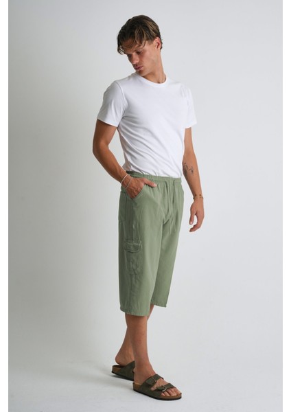 Erkek Kargo Cep %100 Pamuk Keten Görünümlü Kapri E207-47 fiyatları