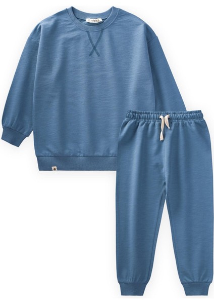 Basıc Sweatshırt Takım 3-8 Yaş İndigo Mavi fırsatları