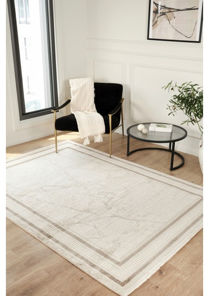 Modern Dokuma Halı Bej Yumuşak Dokulu Premium Salon Oturma Odası Yolluk Mutfak Halısı
