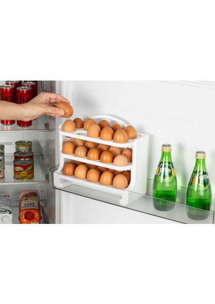 3 Katlı 30'lu Yumarta Standı / Buzdolabı Raf Düzenleyici / Organizer / Beyaz fiyatları