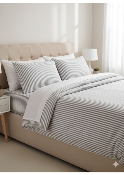 Premium %100 Pamuk Çift Kişilik Nevresim Takımı | Naturel Kumaş – Lastikli Çarşaf