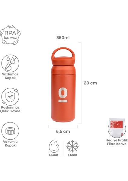 Paslanmaz Çelik Tutacaklı Kırmızı Termos 350 ml No:34