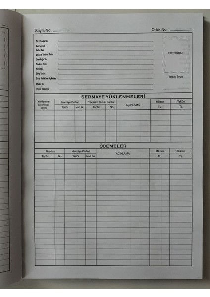 Su Ürünleri Kooperatifi Ortak Pay Defteri 200 Sayfa fiyatları