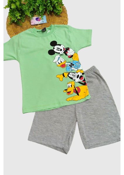 Mickey Mouse Baskılı Unisex Çocuk 2li Alt Üst Takım Yazlık fiyatları