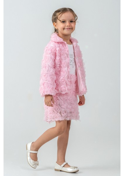 Güllü Ceket ve Etekli Kız Çocuk 3\'lü Takım - 26K 2238 fiyatları