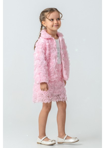 Güllü Ceket ve Etekli Kız Çocuk 3\'lü Takım - 26K 2238 modelleri