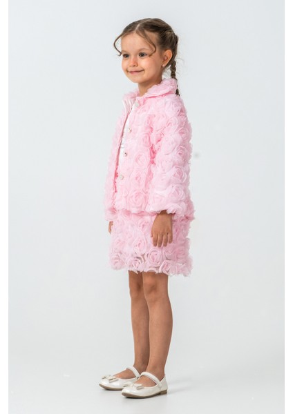 Güllü Ceket ve Etekli Kız Çocuk 3\'lü Takım - 26K 2238 indirimleri