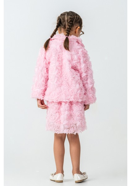 Güllü Ceket ve Etekli Kız Çocuk 3\'lü Takım - 26K 2238