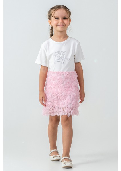 Güllü Ceket ve Etekli Kız Çocuk 3\'lü Takım - 26K 2238