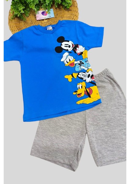 Mickey Mouse Baskılı Unisex Çocuk 2li Alt Üst Takım Yazlık fiyatları
