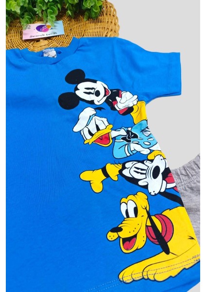 Mickey Mouse Baskılı Unisex Çocuk 2li Alt Üst Takım Yazlık fırsatları
