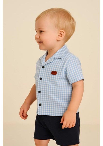 Erkek Çocuk Pitikareli Yazlık Kısa Kollu Gömlek Saten Şortlu 2li Takım Bayramlık Takım (Tam Kalıp) fiyatları