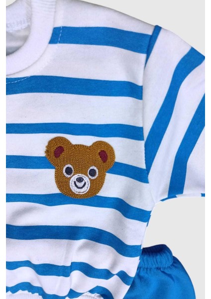 Çocuk Takım Ayıcıklı Nakışlı 2iplik Şardonlu Mevsimlik Alt Üst Ikili Unısex Yan Çizgili modelleri