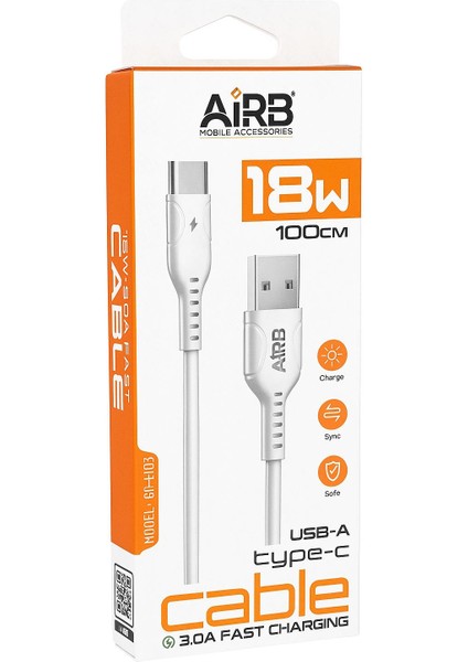 18W 3.0A Hızlı Şarj Usb-A To Typc Kablo Uyumlu 1 Metre – Dayanıklı ve Güvenli