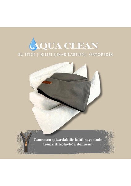 Aqua Clean, Su Itici Kumaş, Ortopedik, Kılıfı Çıkarılabilir, Kaymaz Tabanlı Kedi ve Köpek Yatağı