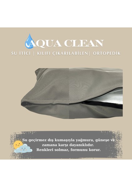 Aqua Clean, Su Itici Kumaş, Ortopedik, Kılıfı Çıkarılabilir, Kaymaz Tabanlı Kedi ve Köpek Yatağı