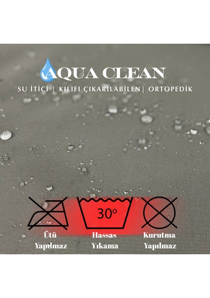 Aqua Clean, Su Itici Kumaş, Ortopedik, Kılıfı Çıkarılabilir, Kaymaz Tabanlı Kedi ve Köpek Yatağı
