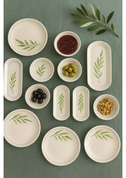 Noah Exclusıve Seramık 6 Kısılık Yaprak 14 Parca Seramık Kahvaltı Takımı