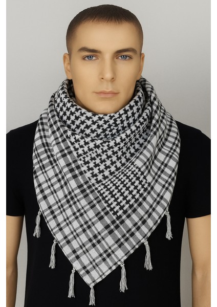 Puşi 3lü Set Kadın Erkek Puşi Filistin Siyah Giri Mavi Kefiye Model Kare Puşi