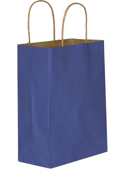 Lacivert Kraft Çanta Küçük Boy 18X8X24 cm 25 Adet modelleri