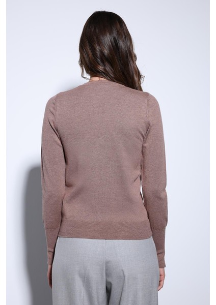 Açık Kahve Basic Kadın Triko Kazak