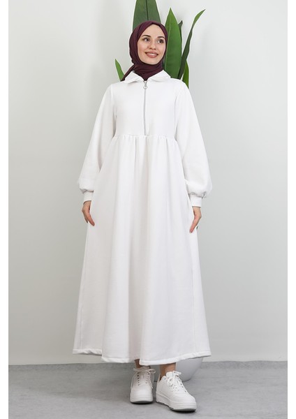 Ilayda Fermuarlı Elbise Beyaz fiyatları