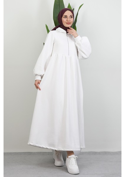 Ilayda Fermuarlı Elbise Beyaz modelleri