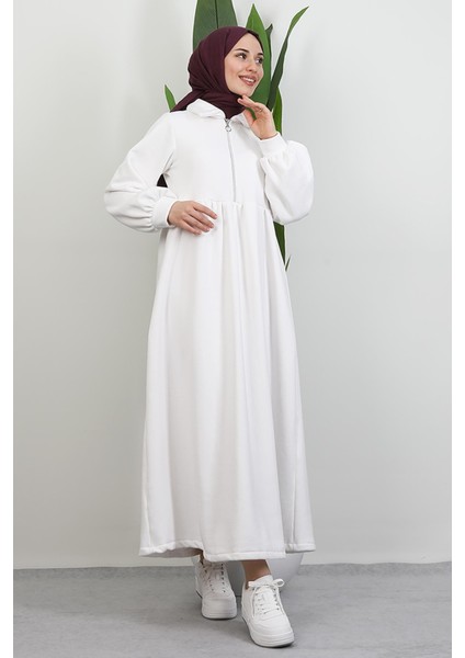 Ilayda Fermuarlı Elbise Beyaz fırsatları