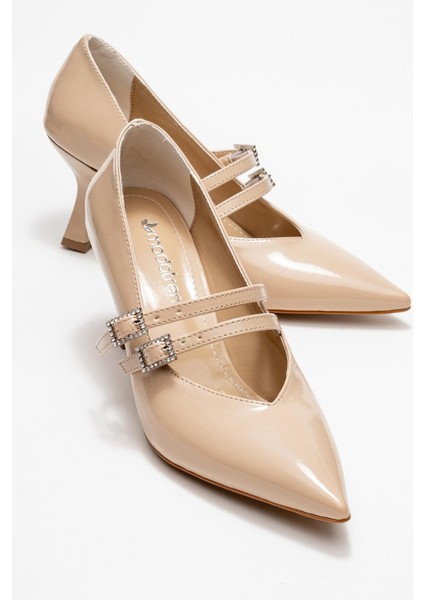 Kadın 2 Biyeli Topuklu Ayakkabı; Ten Rugan