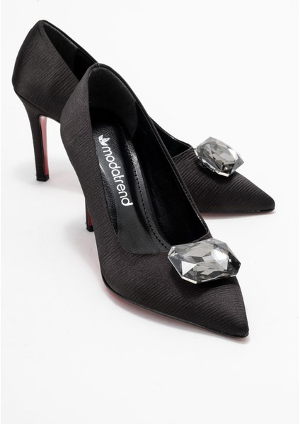 Elmas Taşlı Kadın Stiletto Ayakkabı Siyah
