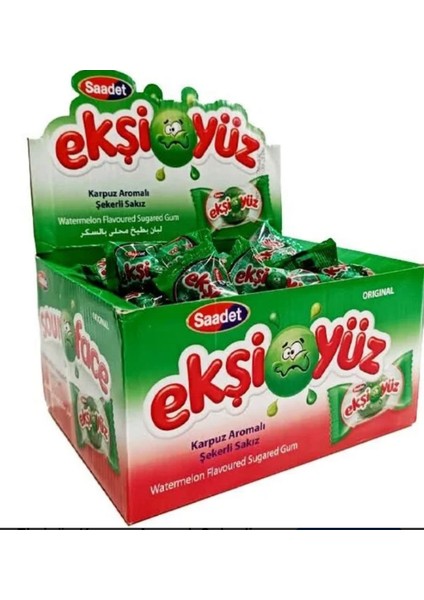 Ekşi Yüz Karpuz Aromalı Şekerli Sakız 100LÜ 350GR