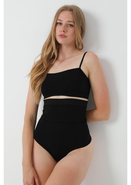 Yüksek Bel Inceltici Etkili String Korse | SIYAH1025