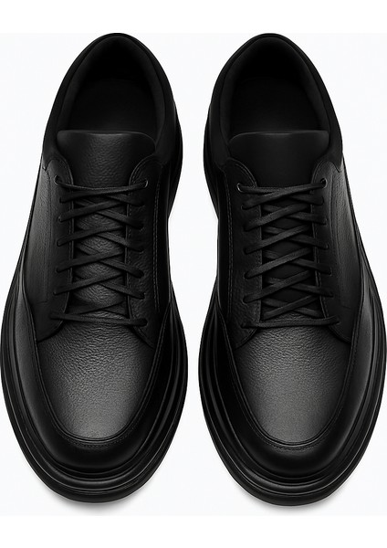 GR0405 Hakiki Deri Akıllı Bağcık Bilekten Streçli Yüksek Taban Ortopedik Siyah Erkek Ayakkabı modelleri