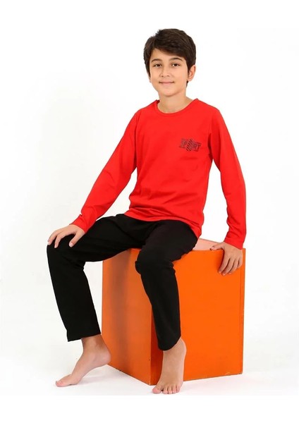 Erkek Çocuk Uzun Kol Penye Pijama Takım Kırmızı