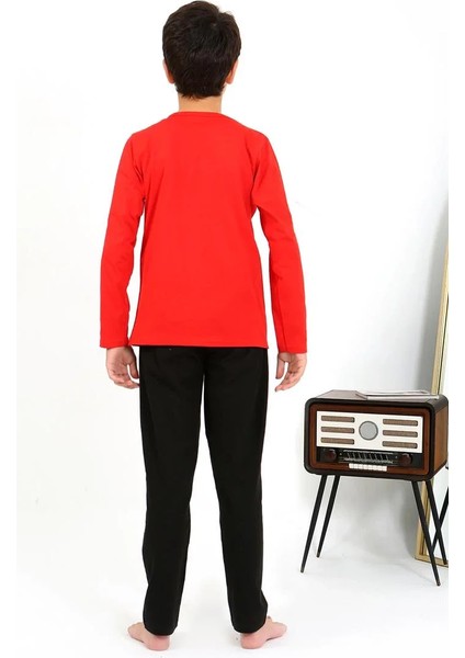 Erkek Çocuk Uzun Kol Penye Pijama Takım Kırmızı fırsatları