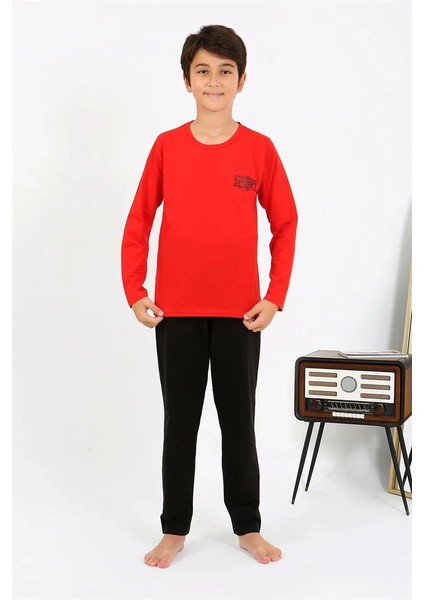 Erkek Çocuk Uzun Kol Penye Pijama Takım Kırmızı indirimleri