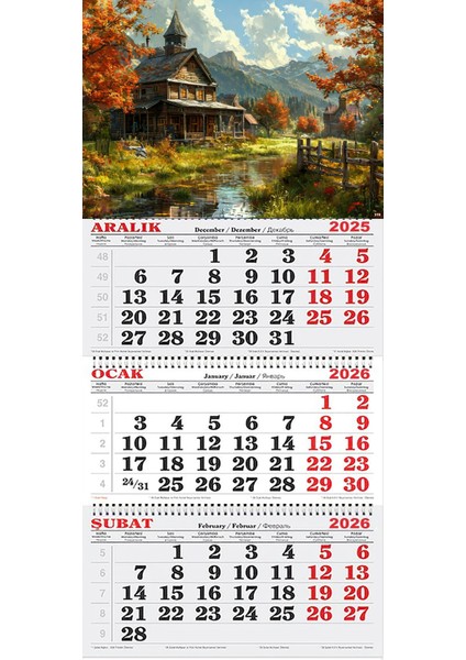 2026 Yılı Gemici Takvimi- Kasabada Sonbahar