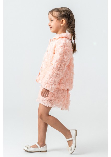 Güllü Ceket ve Etekli Kız Çocuk 3\'lü Takım - 26K 2238 modelleri