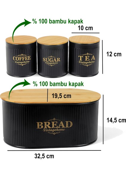 Bambu Kapaklı Metal Ekmeklik ve Kavanoz Seti fiyatları