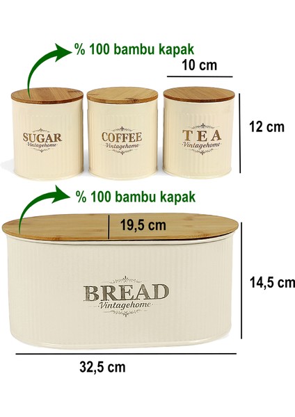 Bambu Kapaklı Metal Ekmeklik ve Kavanoz Seti fiyatları