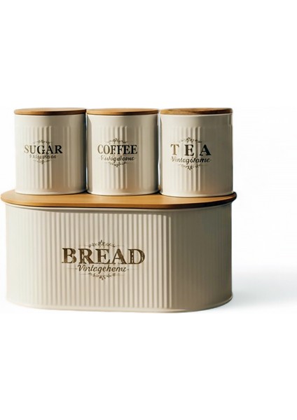 Bambu Kapaklı Metal Ekmeklik ve Kavanoz Seti modelleri