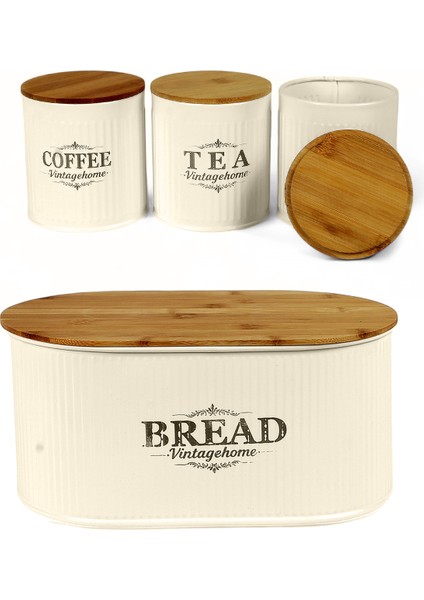 Bambu Kapaklı Metal Ekmeklik ve Kavanoz Seti fırsatları