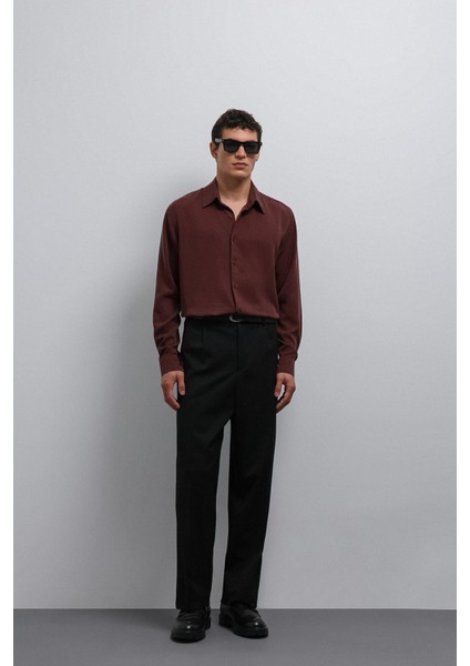 Bordo Teknik Regular Fit Erkek Gömlek modelleri