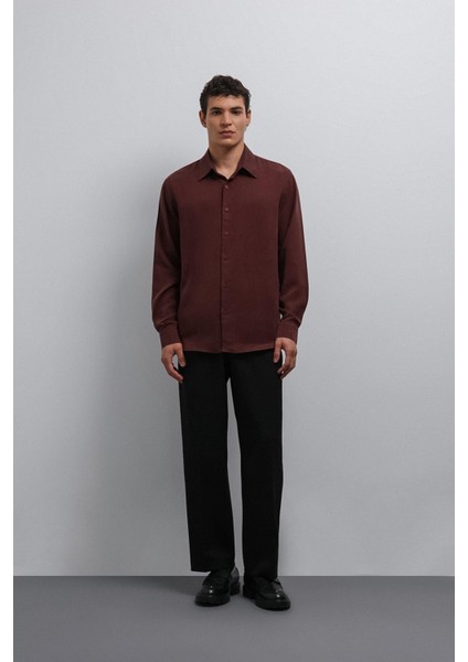 Bordo Teknik Regular Fit Erkek Gömlek indirimleri
