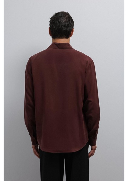 Bordo Teknik Regular Fit Erkek Gömlek