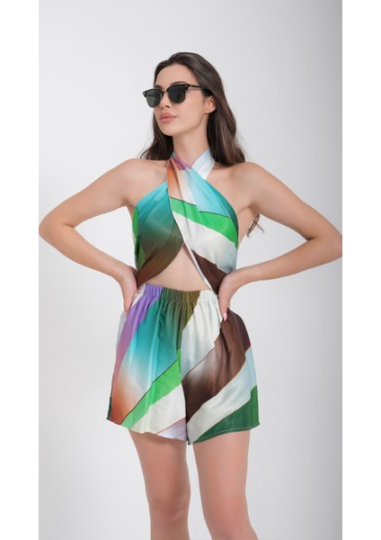 Kadın Renkli Şort Takım