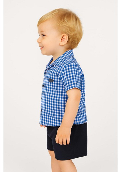 Erkek Çocuk Pitikareli Yazlık Kısa Kollu Gömlek Saten Şortlu 2li Takım Bayramlık Takım (Tam Kalıp) fiyatları