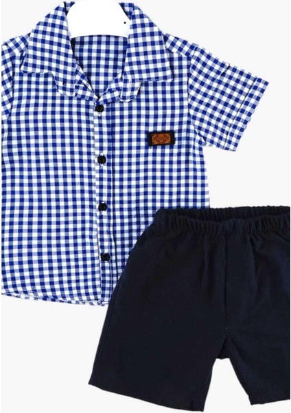Erkek Çocuk Pitikareli Yazlık Kısa Kollu Gömlek Saten Şortlu 2li Takım Bayramlık Takım (Tam Kalıp) fırsatları