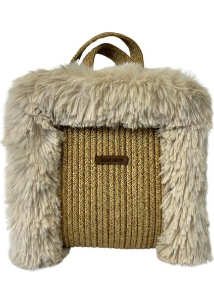 8560 El Yapımı Peluş Kürklü Model Tress Ip El Çantası / 24 cm x 27 cm